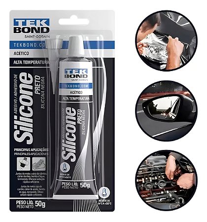BISNAGA SILICONE PRETO ALTA TEMP.  "TEKBOND"* 579