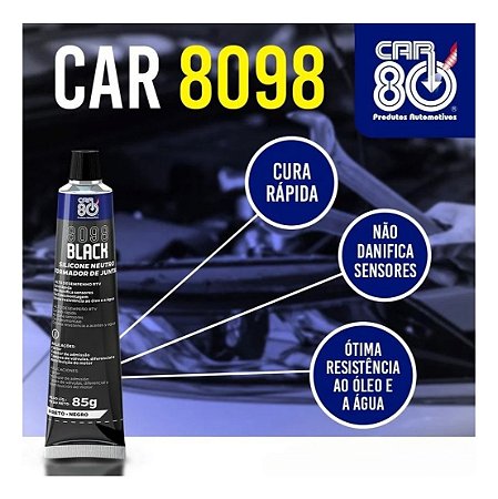 BISNAGA SILICONE ALTA TEMP. PRETO 8098 "CAR80" CAR80986