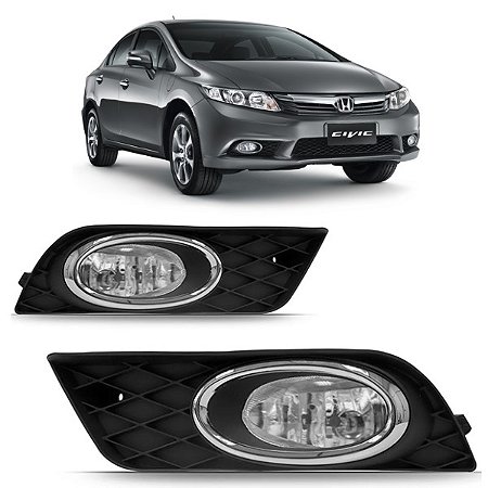 FAROL AUXILIAR MILHA NEBLINA CIVIC 12/14 12 13 14 COM GRADE ARO CROMADO LADO DIREITO PASSAGEIRO