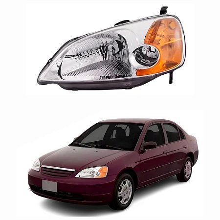 FAROL CIVIC 01/03 01 02 03 MANUAL PISCA AMBAR AMARELO LADO ESQUERDO MOTORISTA