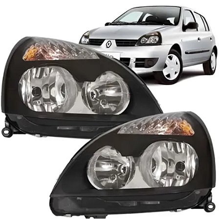 FAROL CLIO 03/12 03 04 05 06 07 08 09 10 11 12 MASCARA NEGRA FUME PTO LADO DIREITO PASSAGEIRO ZN1111007