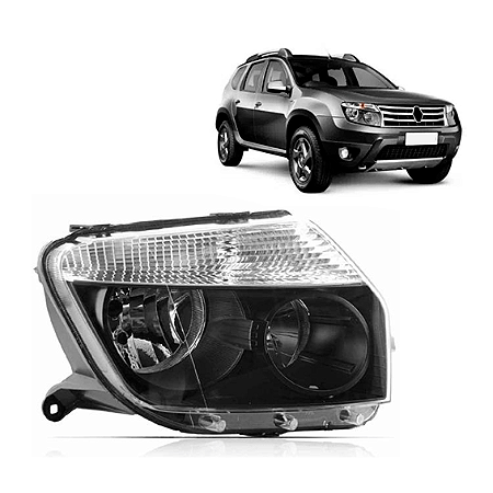 FAROL DUSTER 12/15 12 13 14 15 MASCARA NEGRA LADO DIREITO PASSAGEIRO ZN5858070