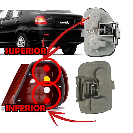 SOQUETE CIRCUITO LANTERNA TRASEIRA SIENA 01/04 INFERIOR FIRE LADO DIREITO PASSAGEIRO