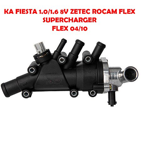 CARCAÇA VÁLVULA TERMOSTÁTICA KA FIESTA 1.0/1.6 8V ZETEC ROCAM FLEX SUPERCHARGER FLEX 04/10 04 05 06 07 08 09 10 AMD25834/MQ0542
