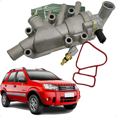 CARCAÇA VÁLVULA TERMOSTÁTICA ECOSPORT 05/12 05 06 07 08 09 10 11 12 FIESTA 04/13 04 05 06 07 08 09 10 11 12 13 ZETEC ROCAM "ALUM" "MULTI QUALITA" AMD25834/AVTS06004T100/MQ0555