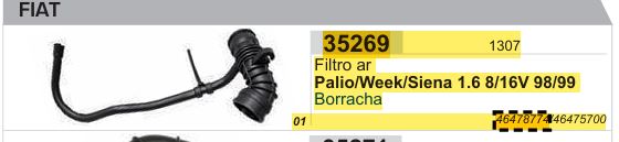MANGUEIRA FILTRO AR PALIO AMD35269/1307/46478774/46475700