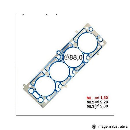 JUNTA CABECOTE BASPACK 1.60MM 88.0MM GM MONZA KADETT IPANEMANEMA S10 ASTRA VETRA ALC GAS 2.0 2.2 8V "SABO" 121511PK/82231