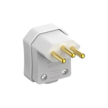 Plugue Macho 90Graus 2P+t 20A  - Branco | SOPRANO