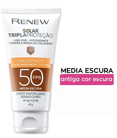Protetor solar com Cor Media Escura 50FPS Avon 40g