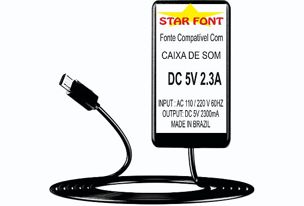 Fonte Carregador DC 5V 2.3A Micro-USB Para Caixa De Som E Dock Da JBL