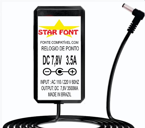 Fonte DC 7,8V 3,5A Para Relogio De Ponto Henry