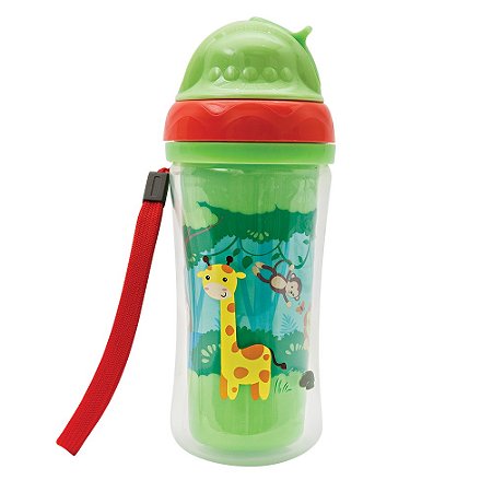 Copo Parede Dupla com Canudo - Animal Fun