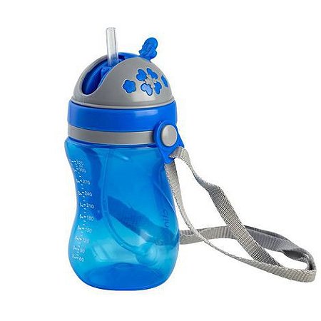 Copo com Alça Tecido e Canudo Colors Azul - Clingo
