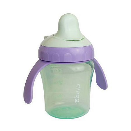 Copo de Transição Bico Rígido - Roxo e Verde - Clingo +6M