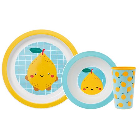 Buba Kit Prato Copo Refeição Frutti Limão
