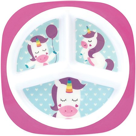 Prato com Divisórias Animal Fun - Unicórnio Buba
