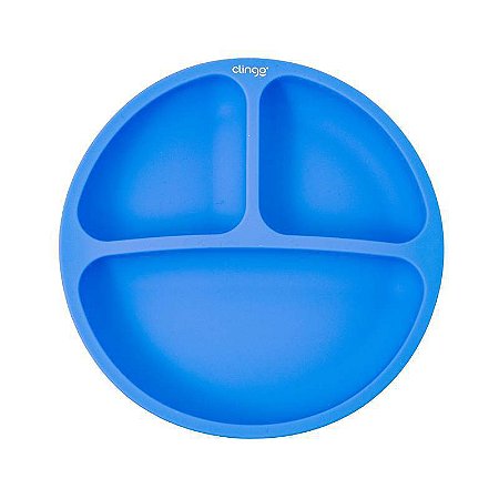 Prato Infantil de Silicone com Divisórias - Azul Clingo