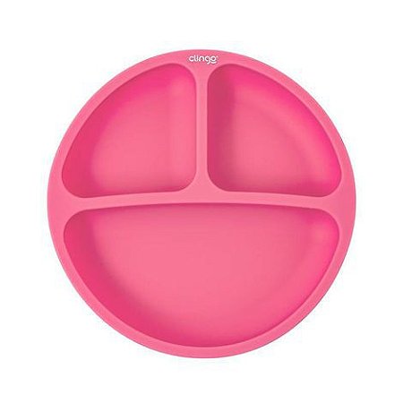 CLINGO Prato de Silicone com Divisórias - Rosa