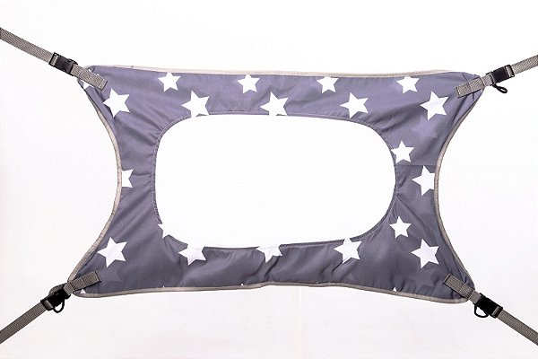 Cama Meu Primeiro Sono Rede Berço - Cinza Estrelado - Baby Pil