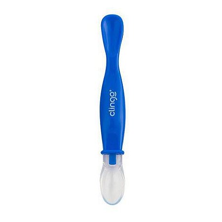 Colher de Silicone Ponta Dupla Colors - Azul Clingo