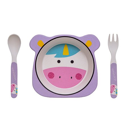 Kit Prato Bambu Unicórnio Ecológico  Giro Baby 3 unidades