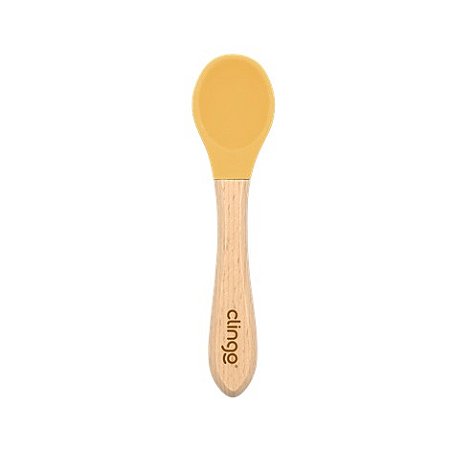 Colher de Bambu e Silicone Mostarda - Clingo