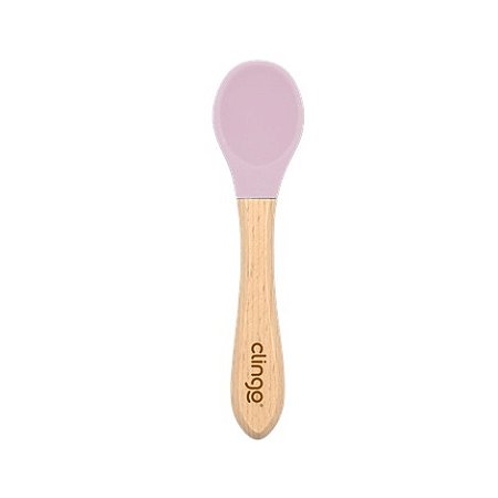 Colher de Bambu e Silicone Rosa - Clingo