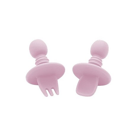Garfo e Colher de Silicone Talheres Flex Grab Silicone Rosa - Clingo