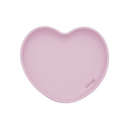 Prato de Silicone Coração com Ventosas Rosa - Clingo