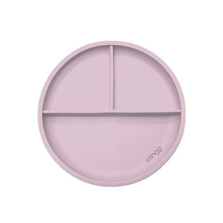 Prato de Silicone com Divisória e Ventosa - Rosa Clingo