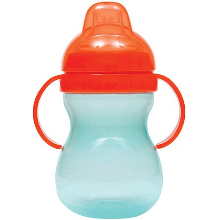 Copo com Alça e Bico de Silicone - Laranja e Verde - Buba