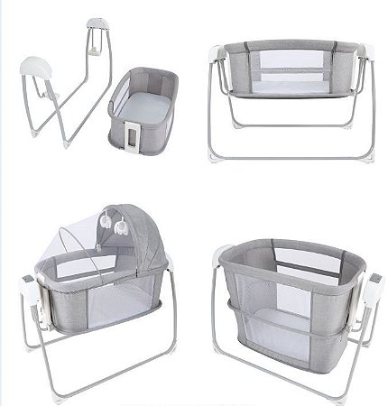 Berço Automático Techno Bluetooh Cinza Escuro - Mastela