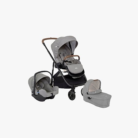 Joie Combo Carrinho Versatrax, Moisés e Bebê Conforto - Cinza Gray Flannel