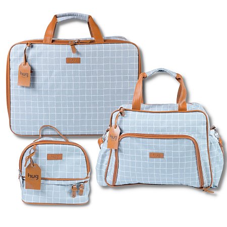 Kit Bolsa Maternidade 3 peças Mosaico Cinza - Hug