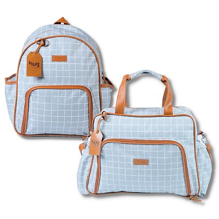 Kit Bolsa Maternidade 2 peças Mosaico Cinza - Hug