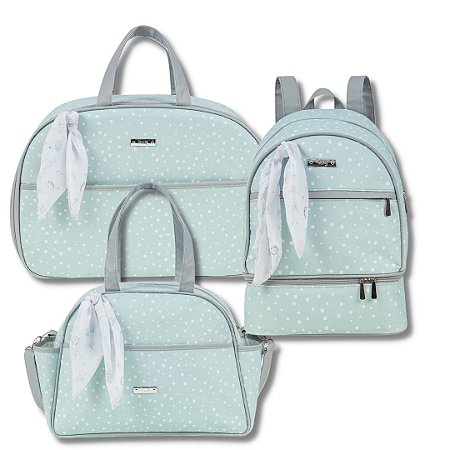 Kit Bolsa Maternidade Bosque Ciano 3 Peças - Hug
