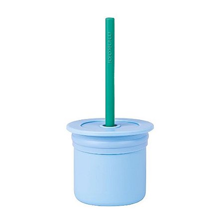 Minikoioi Copo com Canudo ​​​​​​​SIP+SNACK Porta Snack Acqua Green