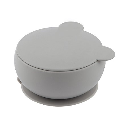 Minikoioi Tigela Urso Bowl Silicone com Tampa Powder Grey