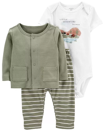Carter's Conjunto Manga Longa Cardigan 3 peças