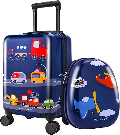 Mala de Rodinhas Infantil com Mochila Iplay, Ilearn Carros Menino