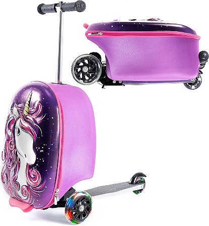 Mala de Rodinhas Patinete Mala Scooter Infantil Kiddietotes Unicórnio