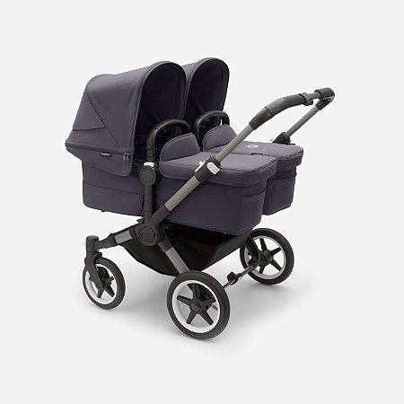 Bugaboo Donkey 5 Twin Carrinho Para Gêmeos Stormy Blue 2 Berços e 2 Assentos