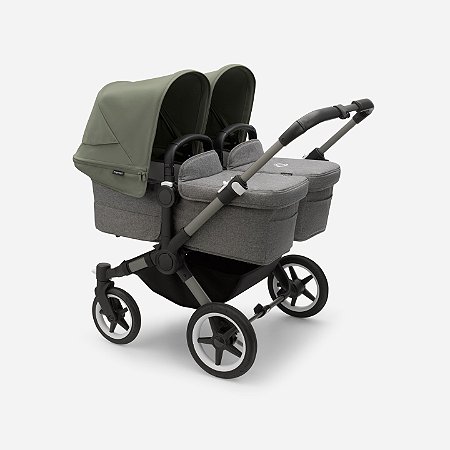 Bugaboo Donkey 5 Twin Carrinho Para Gêmeos Green Forest 2 Berços e 2 Assentos