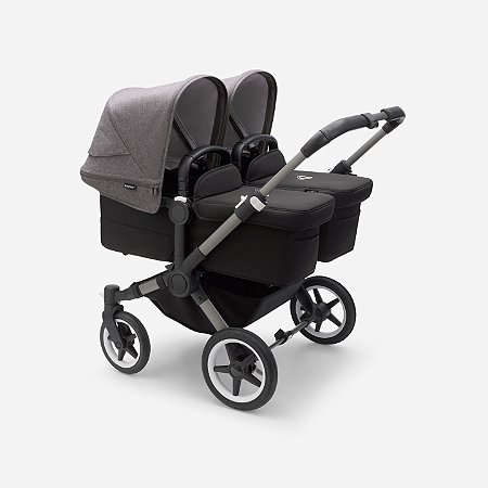 Bugaboo Donkey 5 Twin Carrinho Para Gêmeos Grey Mélange 2 Berços e 2 Assentos