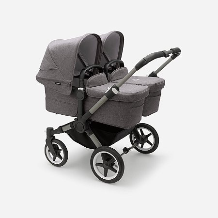 Bugaboo Donkey 5 Twin Carrinho Para Gêmeos Grey-Grey Mélange 2 Berços e 2 Assentos