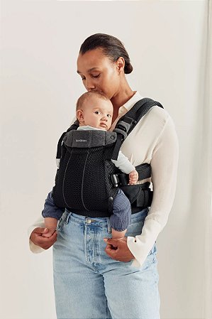 BabyBjorn Baby Carrier Harmony Black 0-3 anos, Malha 3D Canguru