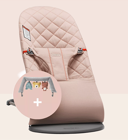 Babybjorn Bouncer com Brinquedos Dusty Pink, Compacto, Cotton, Classic Quilt