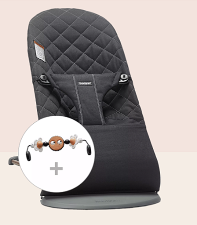 Babybjorn Bouncer com Brinquedos Anthracite, Black, Compacto, Cotton, Classic Quilt