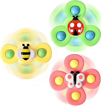 TOHIBEE Original 3 un Ventosa Insetos Spinner Giratório Brinquedos para + 12 meses, Brinquedo Sensorial, Divertido