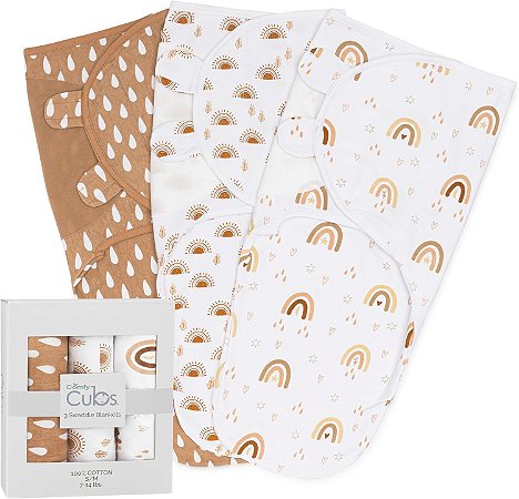 Swaddle Ajustável Confortável Comfy Cubs Fácil Ajuste 3 UN Arco-Íris Boêmio -  Bebês Recém-Nascidos 0-3 Meses